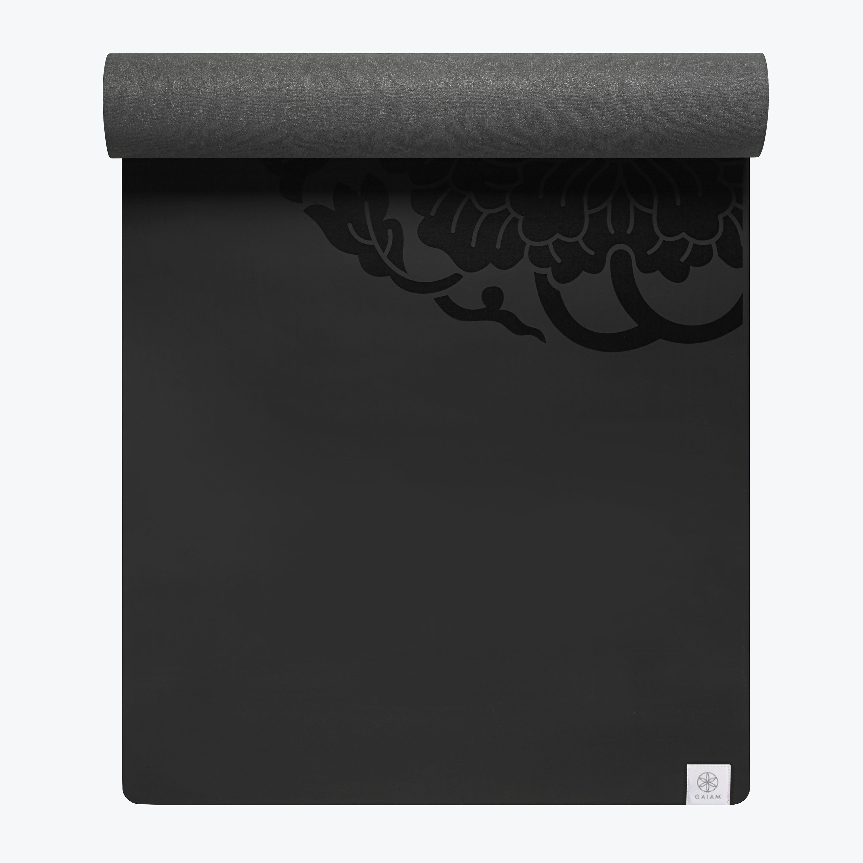 Performance Dry-Grip Yoga Mat (5mm) black front top rolled