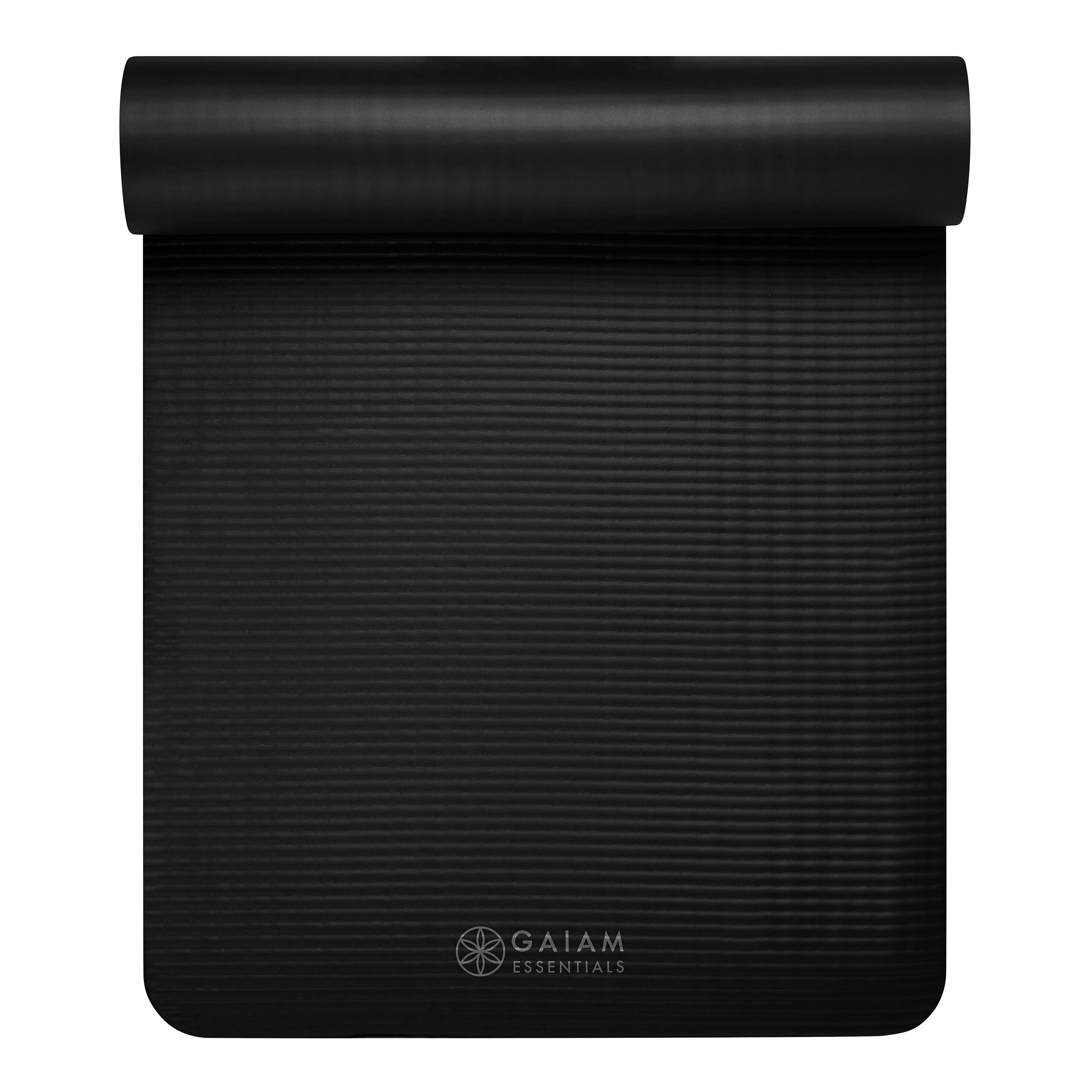 Gaiam Essentials Fitness Mat & Sling (10mm) Black top rolled