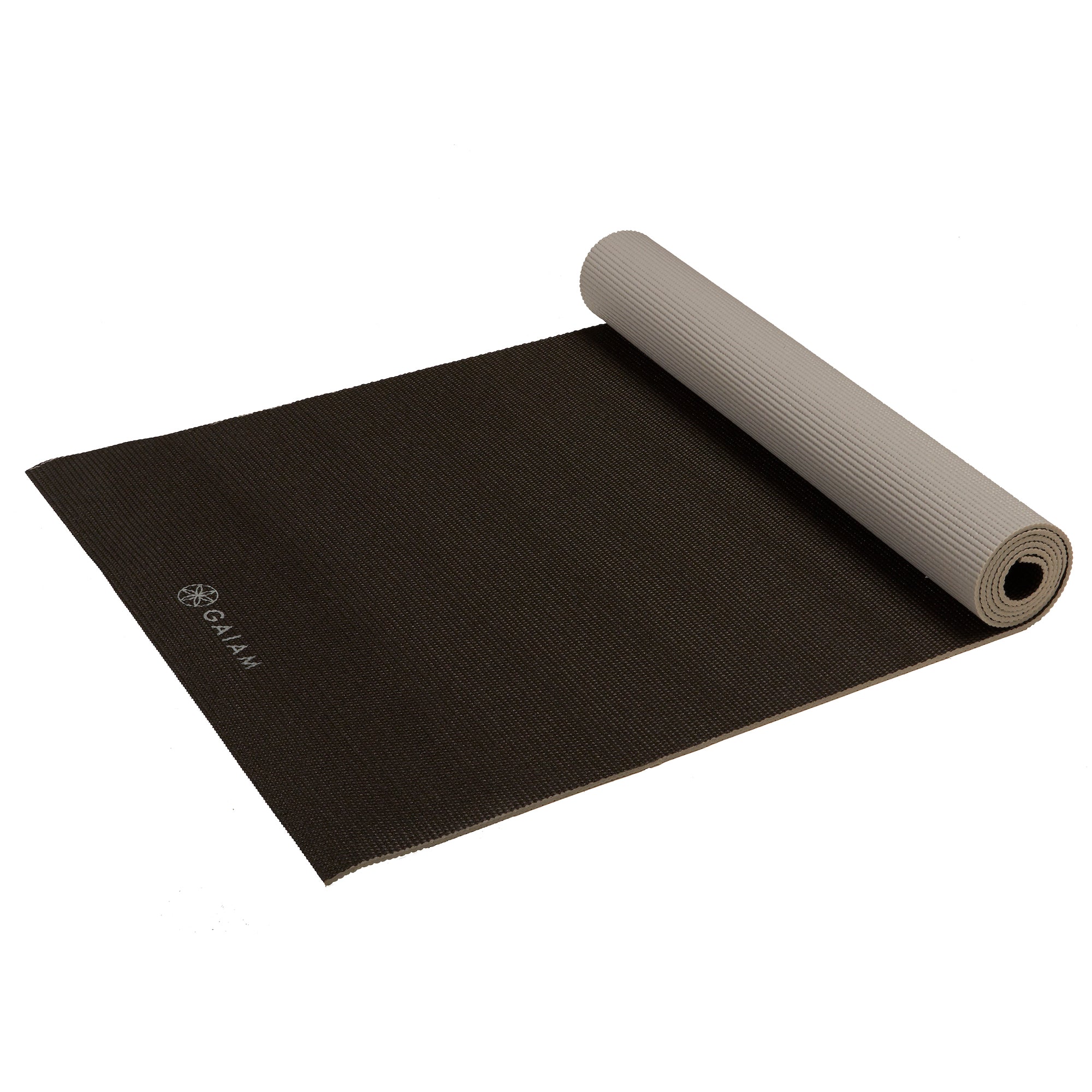 Premium 2-Color Yoga Mats (6mm) Granite Storm top rolled angle