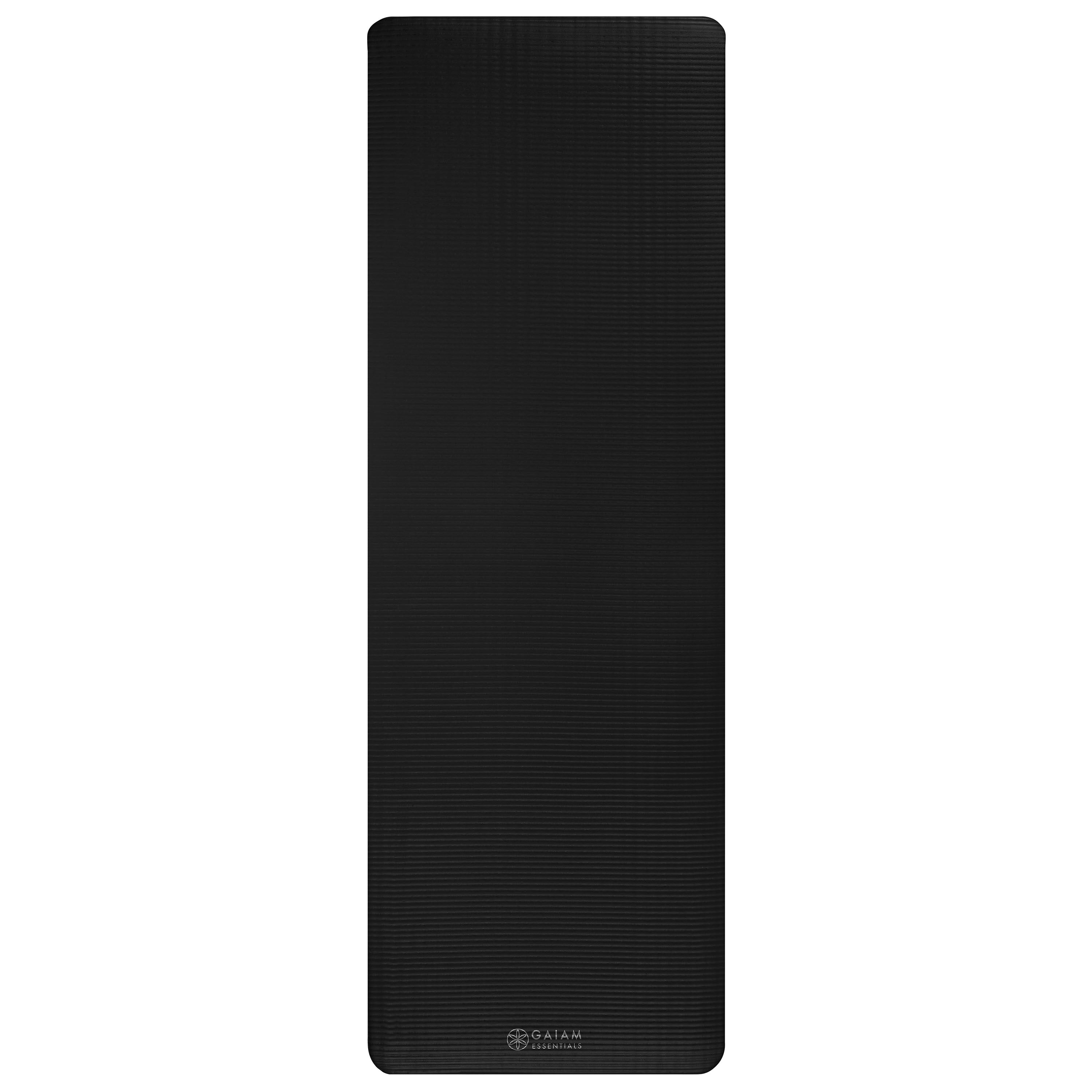 Gaiam Essentials Fitness Mat & Sling (10mm) Black flat
